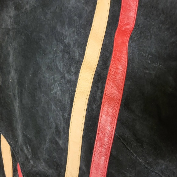 Ashley Stewart Womens Jacket Size‎ 22 Black Suede Leather Stripe Detail Moto - Picture 13 of 16